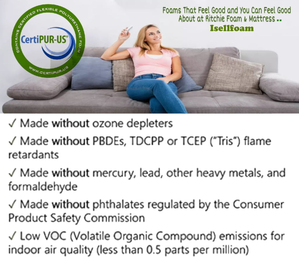 Ritchie Foam High Density Upholstery Foam 8"x 24"x 80" (46ILD) "FIRM" Upholstery Foam Cushion, Outdoor Cushion Foam, Foam Padding, Made in USA