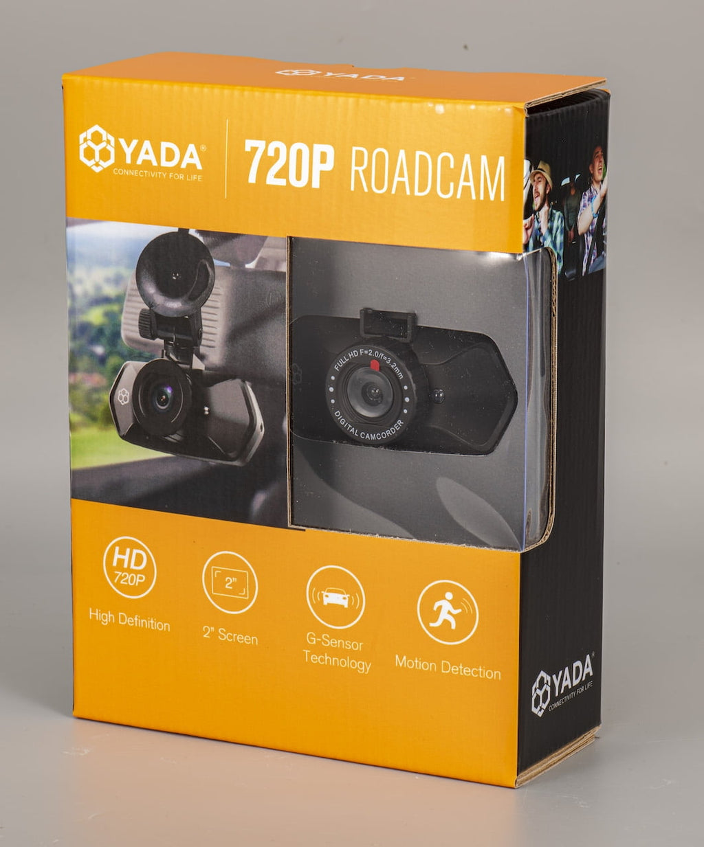 YADA 720P HD Roadcam Universally Compatible Window Mounted Dash Cam, 2" LCD Display, Loop Recording, G-Sensor Day/Night Security