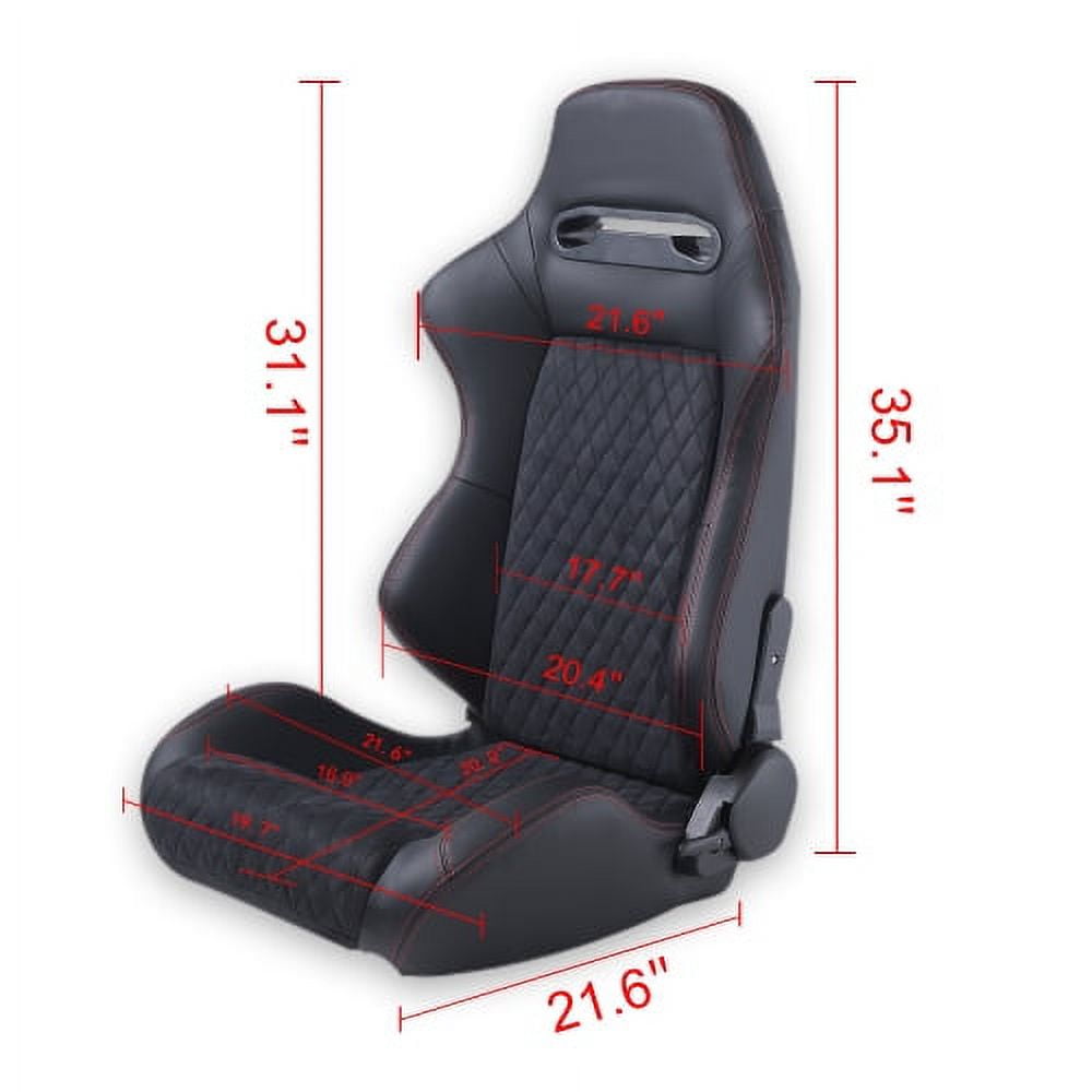 Racing Seat High Quality Pvc With Suade Material Double Slider, 2Pcs, Red