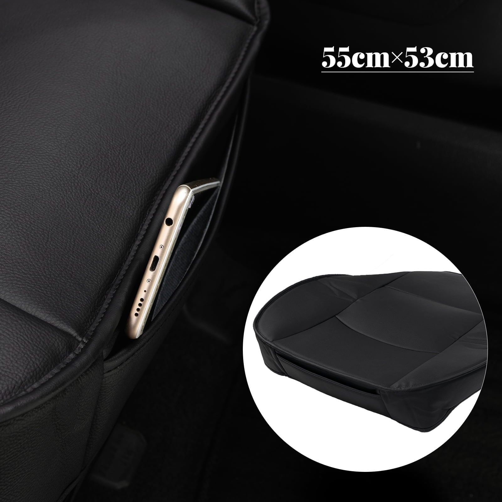 XUKEY Car Seat Cushion Front Cover Winter PU Leather Black Chair Protector Universal Anti-slip Pad Soft