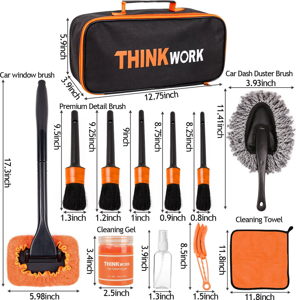 THINKWORK Car Duster Interior Kit, Car Cleaner Set Made by THINKWORK TW6068 (Orange)