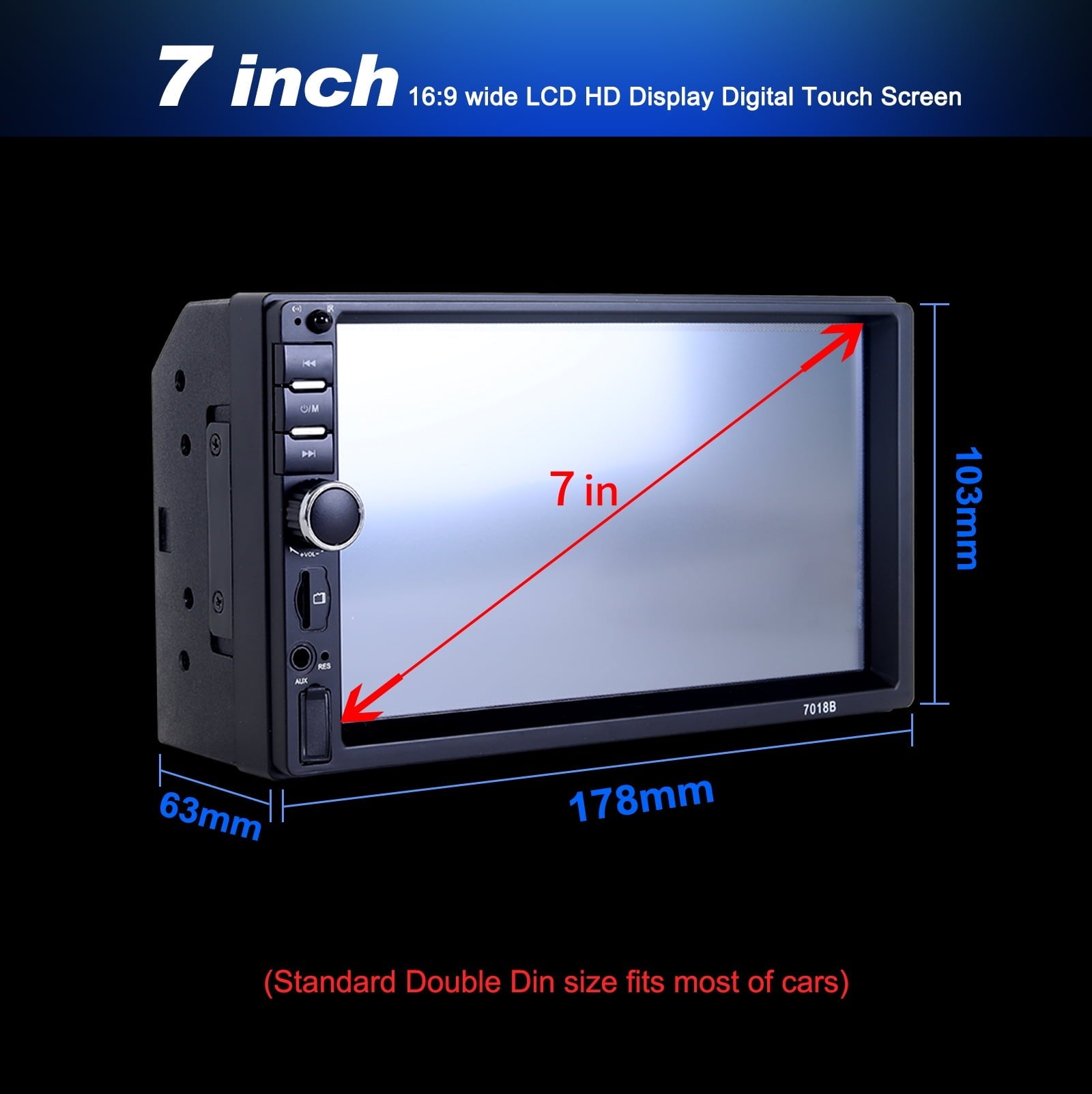 Car Stereo Touch Screen,7" Double Din Radio,Car Stereo with Bluetooth FM AUX USB SD Mirror Link Function,Backup Camera