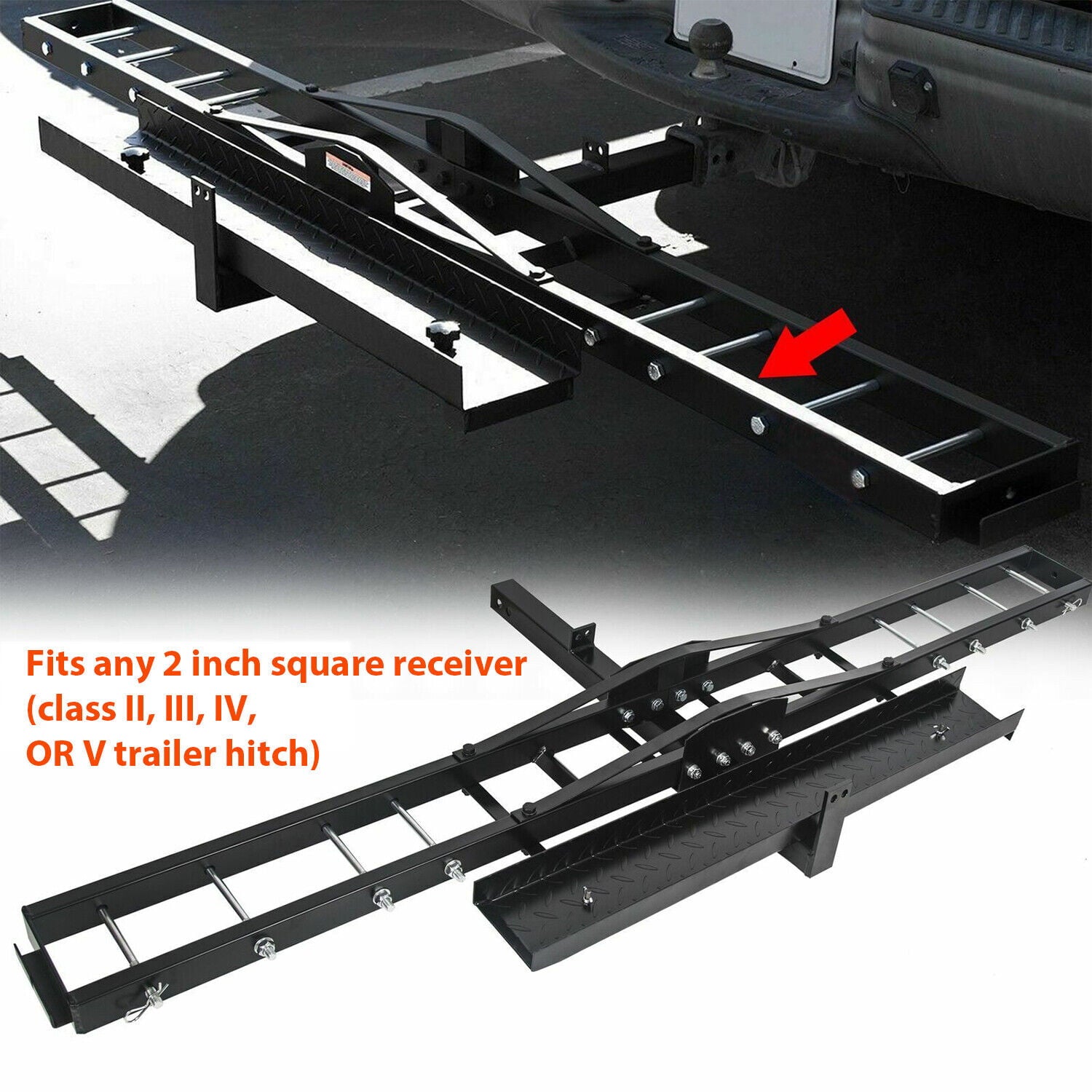 Kojem 500 Lbs Heavy Duty Motorcycle Dirt Bike Scooter Carrier Hitch Rack Hauler Trailer with Loading Ramp