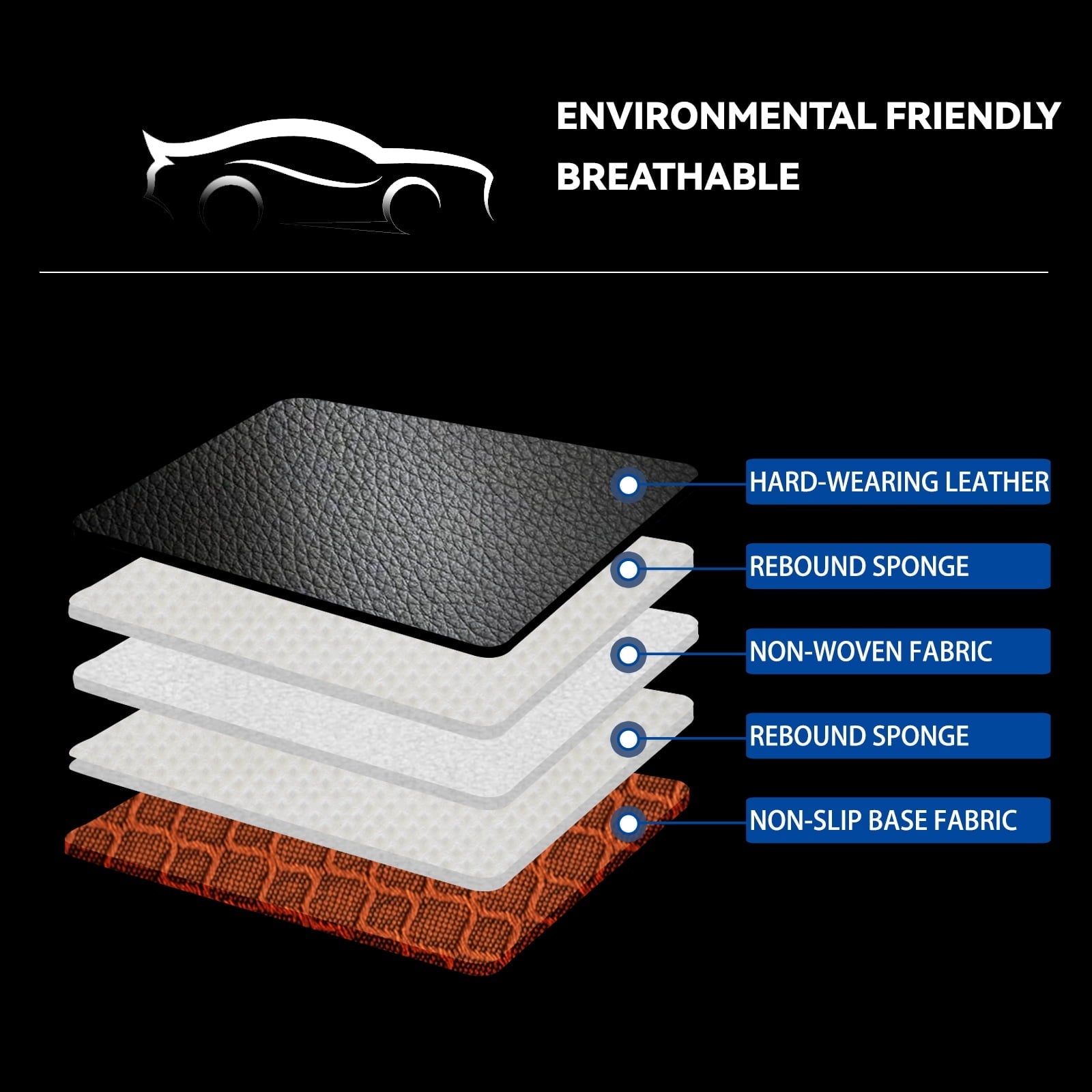 XUKEY Car Seat Cushion Front Cover Winter PU Leather Black Chair Protector Universal Anti-slip Pad Soft