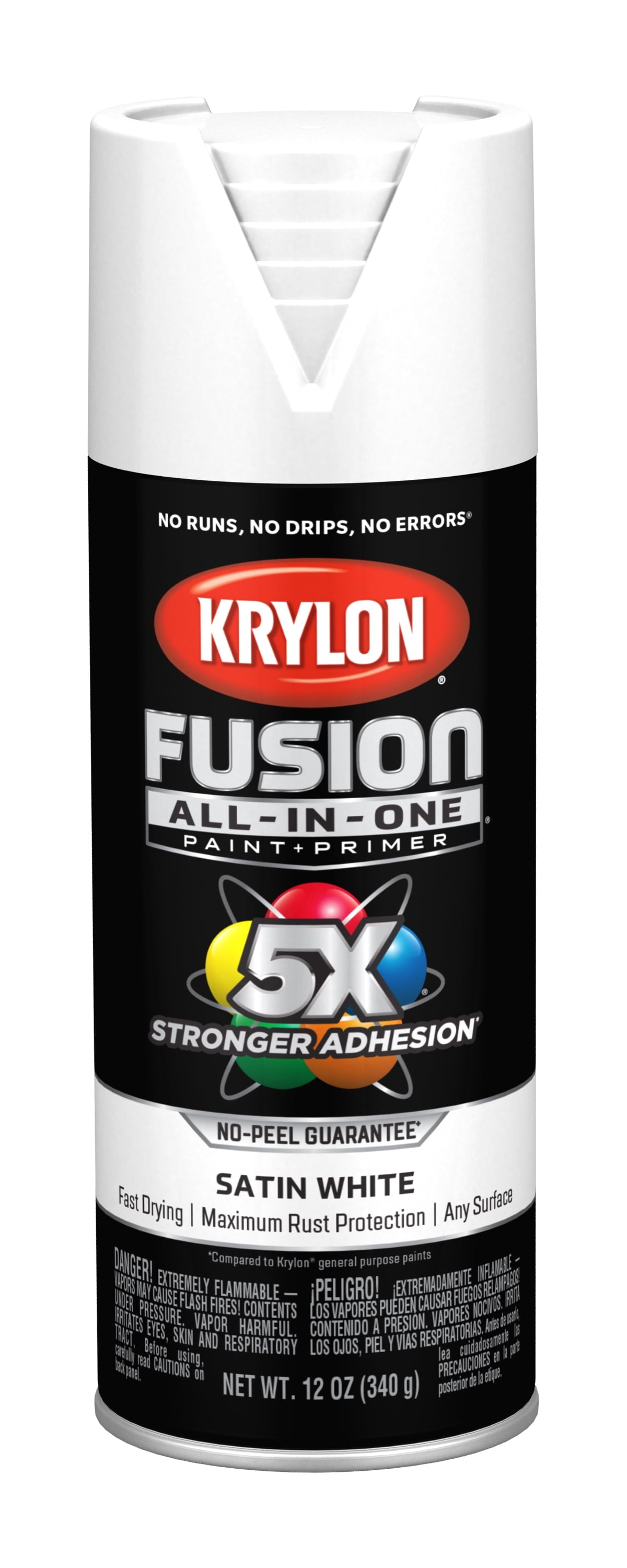 Krylon K02753007 Krylon Fusion All-In-One White Satin 12 oz Spray Paint, Multi-Surface, (1 Piece, 1 Pack)