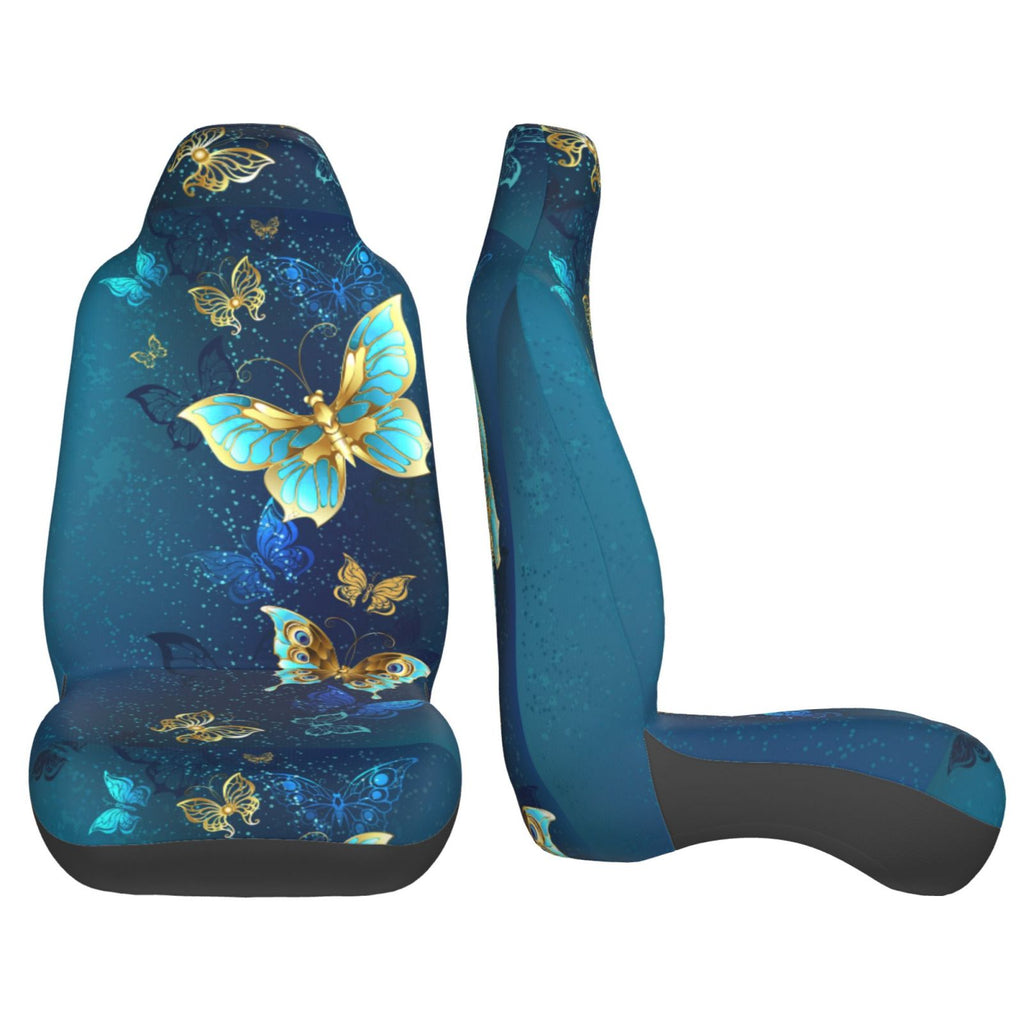 KAKALAD Blue butterfly Car Seat Covers Set Vehicle Front Seats Protector 2 Pcs