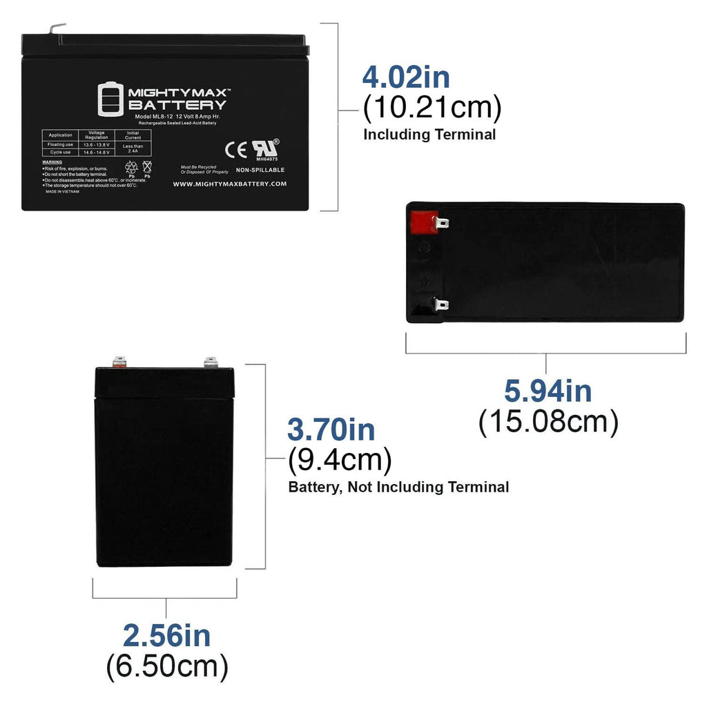 12V 8Ah Battery Replacement for Altronix SMP3PMCTXPD16