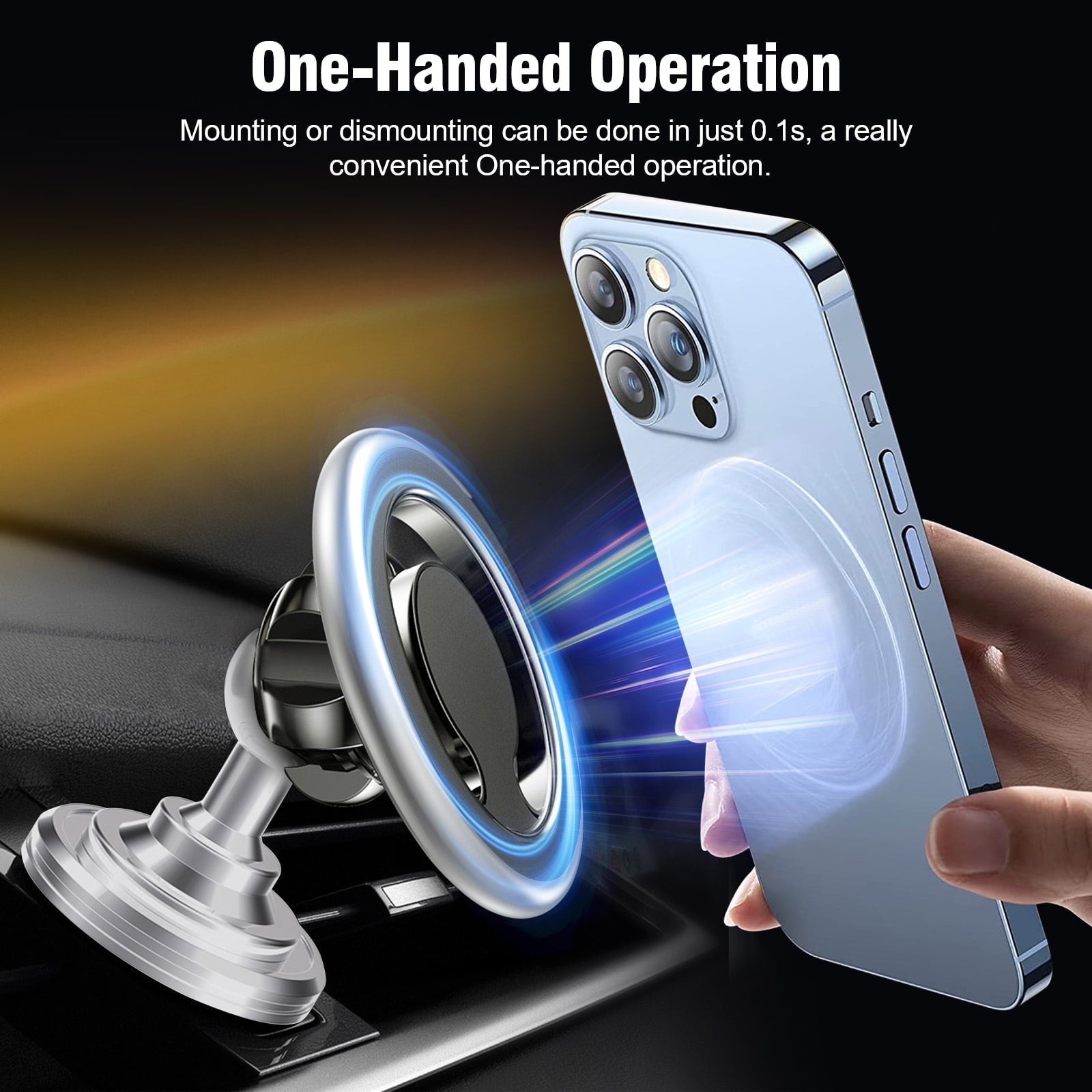 Magnetic Phone Car Mount, TSV 360 Rotation Dashboard Phone Holder for Car with Strong Adhesive Stick, Magnet Car Phone Holder Mount Fit for iPhone 14 13 12 11 Pro SE XR XS, Samsung LG Phones