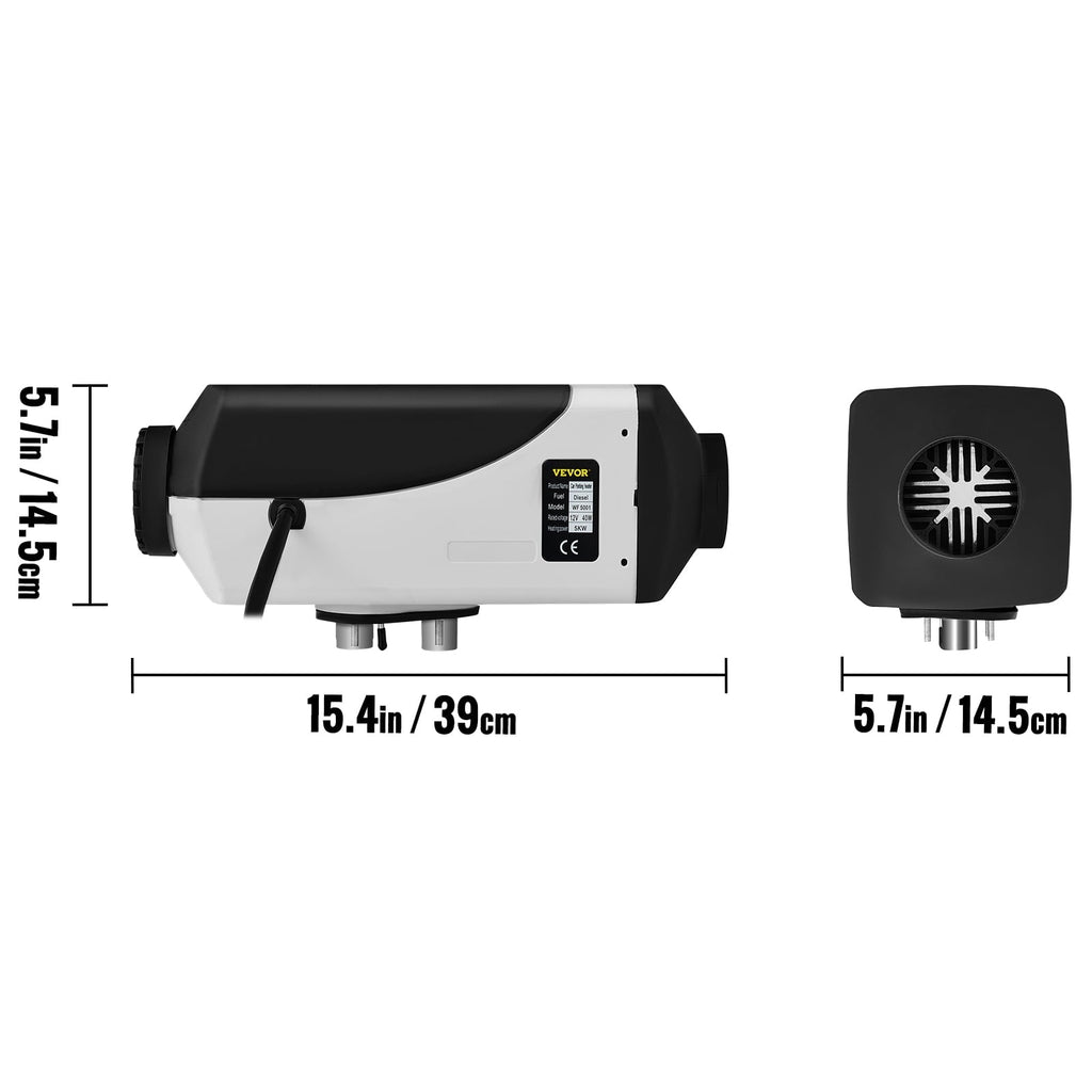 VEVORbrand 5KW Diesel Air Heater 10L Tank Diesel Heater 12V Diesel Parking Heater Muffler with LCD Thermostat and Remote Control for RV Bus Trailer Motor-home and Boats