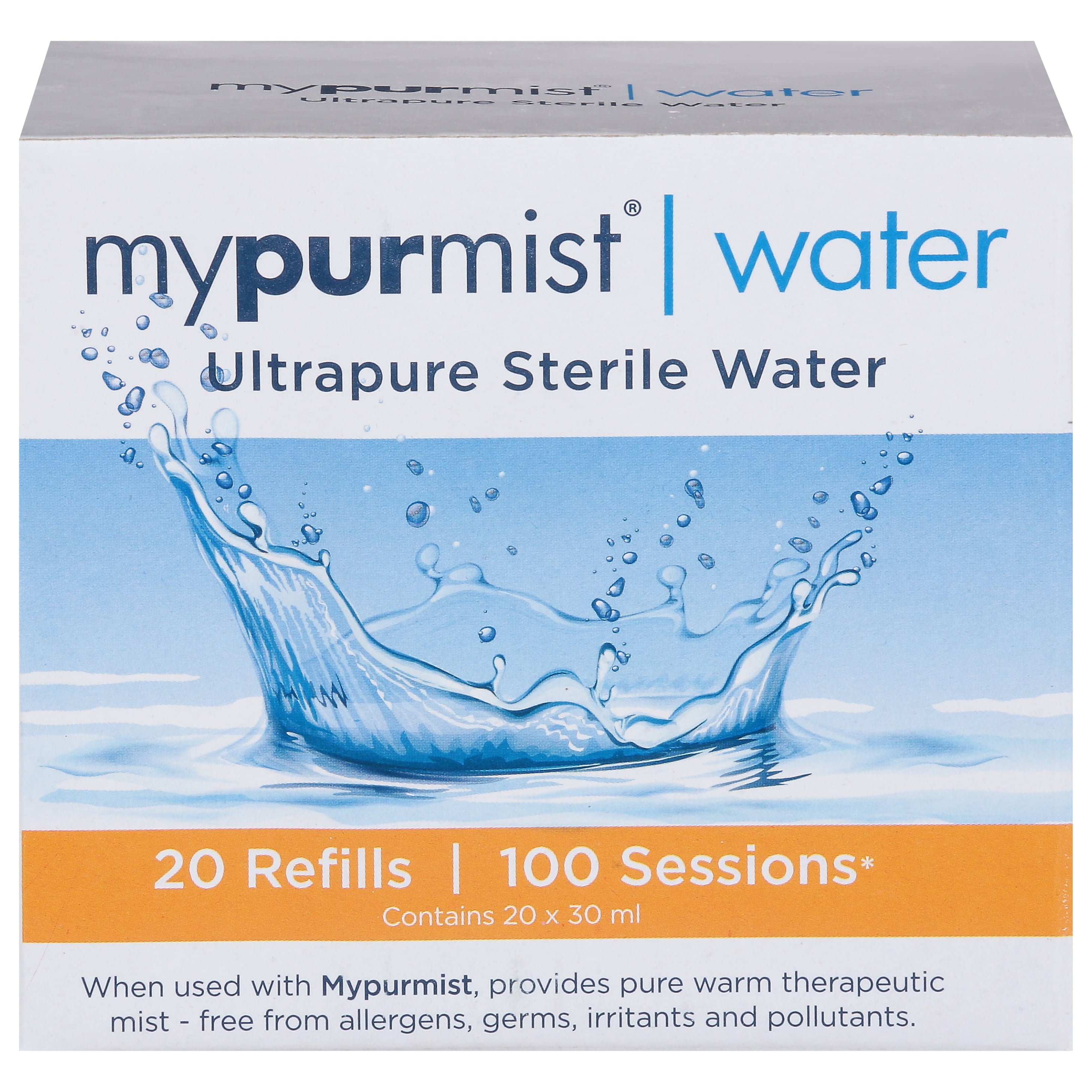 Mypurmist Ultrapure Sterile Water for All Mypurmist Handheld Vaporizer and Humidifier Devices, 20 Refills, up to 100 Sessions