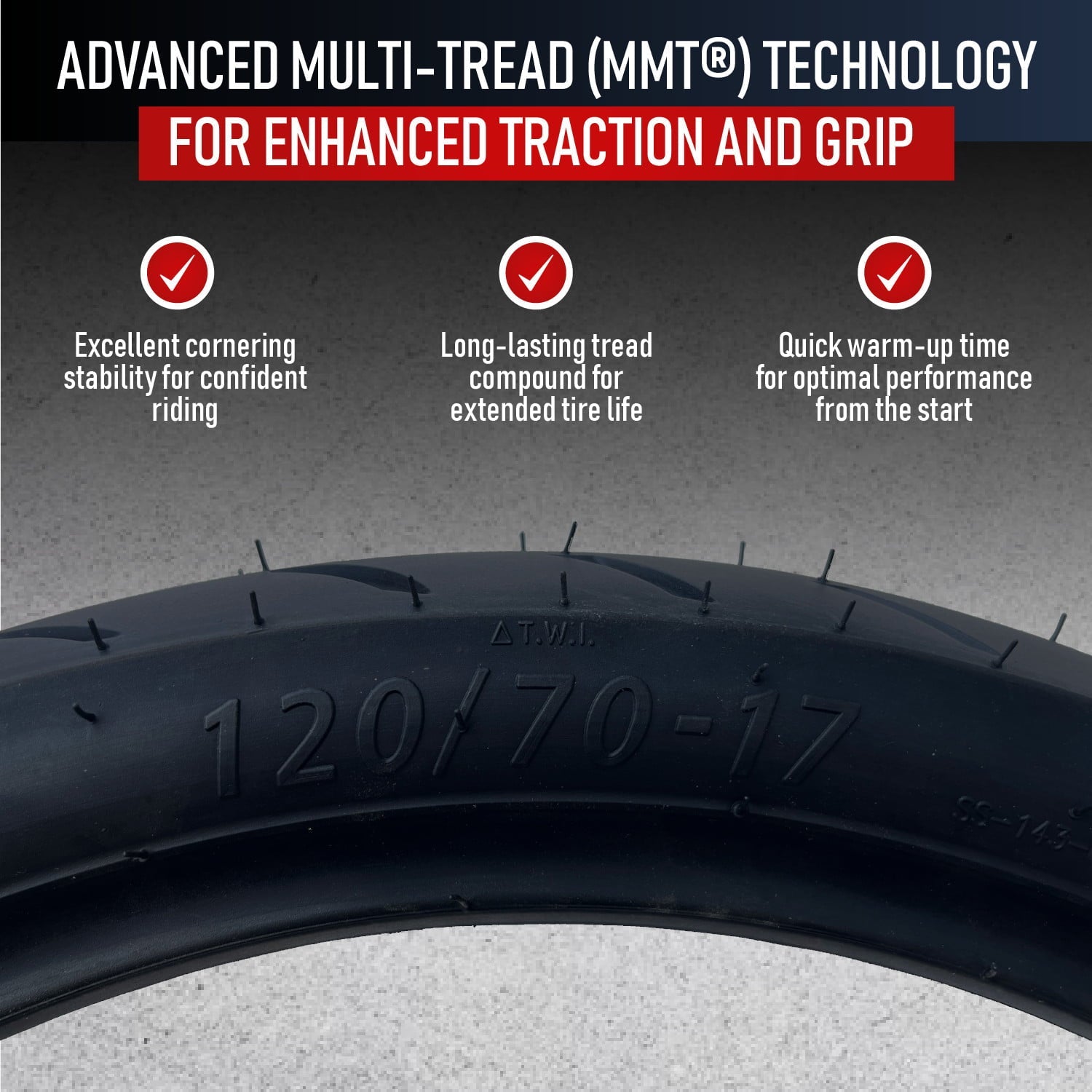 120/70ZR17 MMT® S1-XX Front Motorcycle Tire 120/70-17 (DOT 2123)