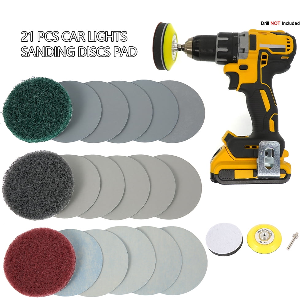 ODOMY DIY Car Lights Kit Polishing Restoration & Headlight Repairing Set P240 Mop Sanding Discs Drill Adapter