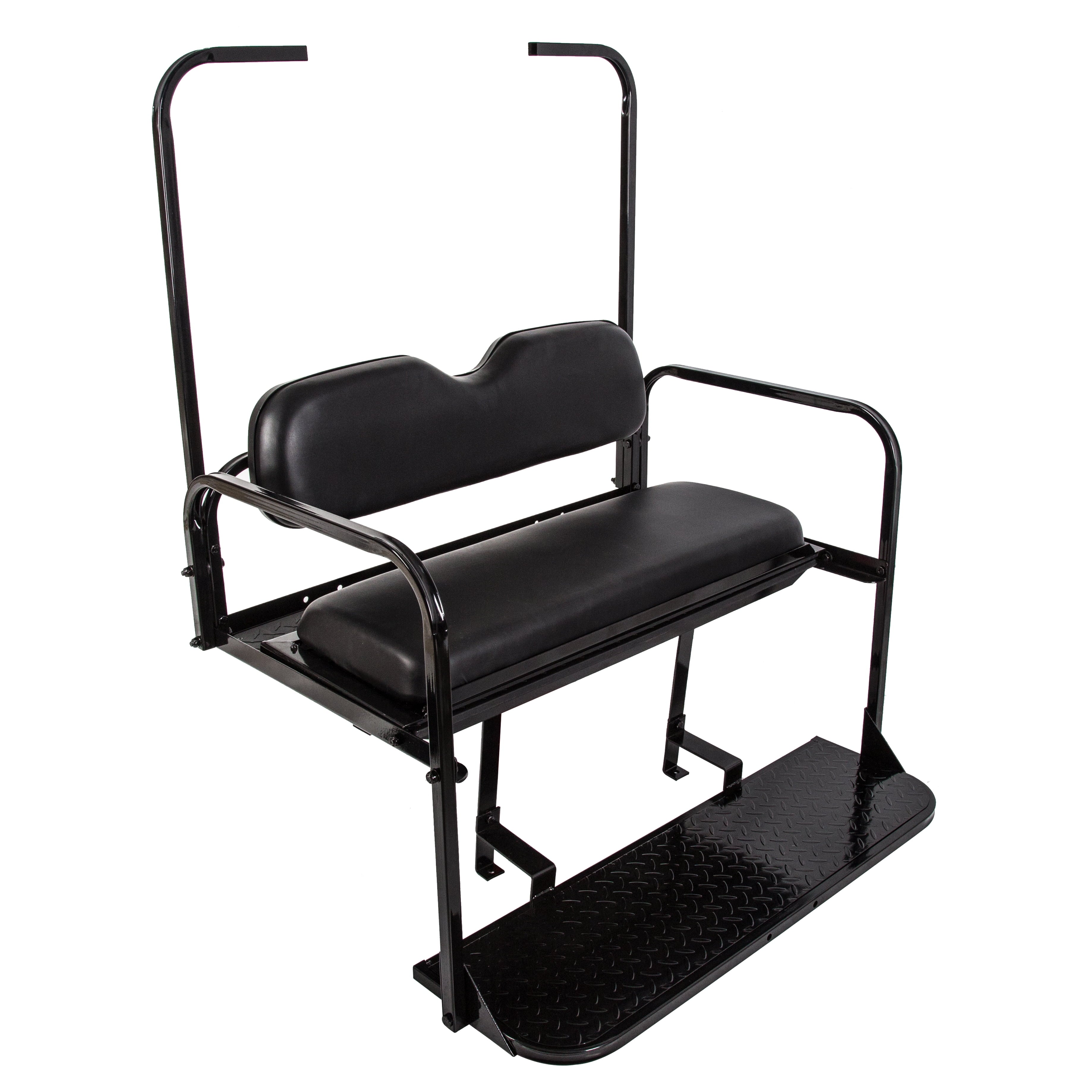 Kojem Flip Folding Rear Back Seat Kit Compatible with EZGO TXT Golf Cart | Black Cushions | 1995 & Up - You Will Receive (2) Packages