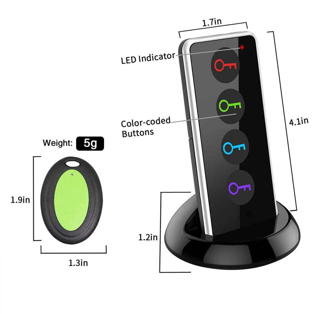 Wireless Key Finder, Key Tracker Anti-Lost Alarm RF Item Key Locator for Key Chain Tracker Pet Tracker Wallet Tracker Remote Finder (4 Receivers)