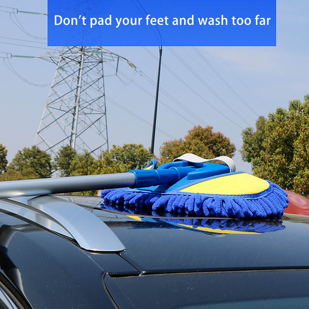 Moocorvic Car Wash Brush Mop Kit Car Detailing Kit Car Wash Kit with Long Handle Car Cleaning Supplies Kit Duster Washing Car Tools Accessories,Replacement Head Pole,