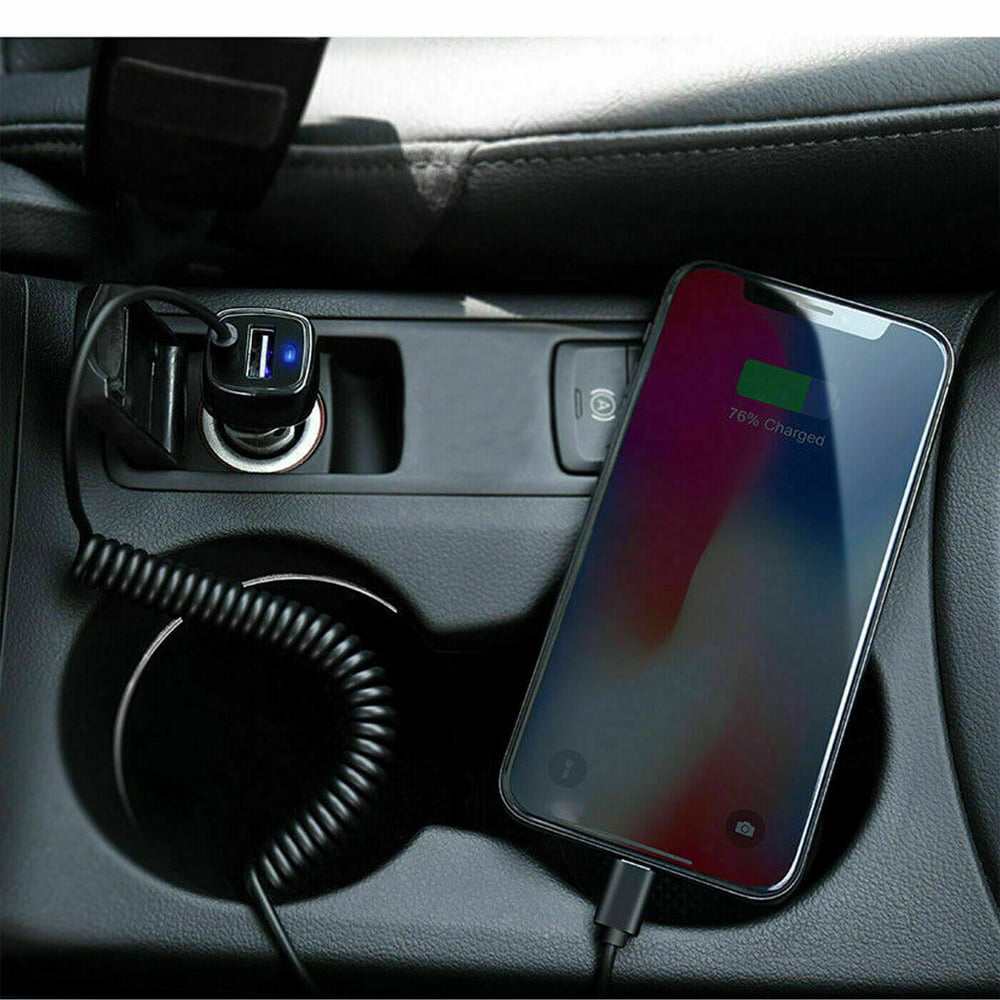 USB Car Charger For iPhone 13 12 11 Pro Max 8 7 + Fast Charging With Extra Cable (4.9ft)