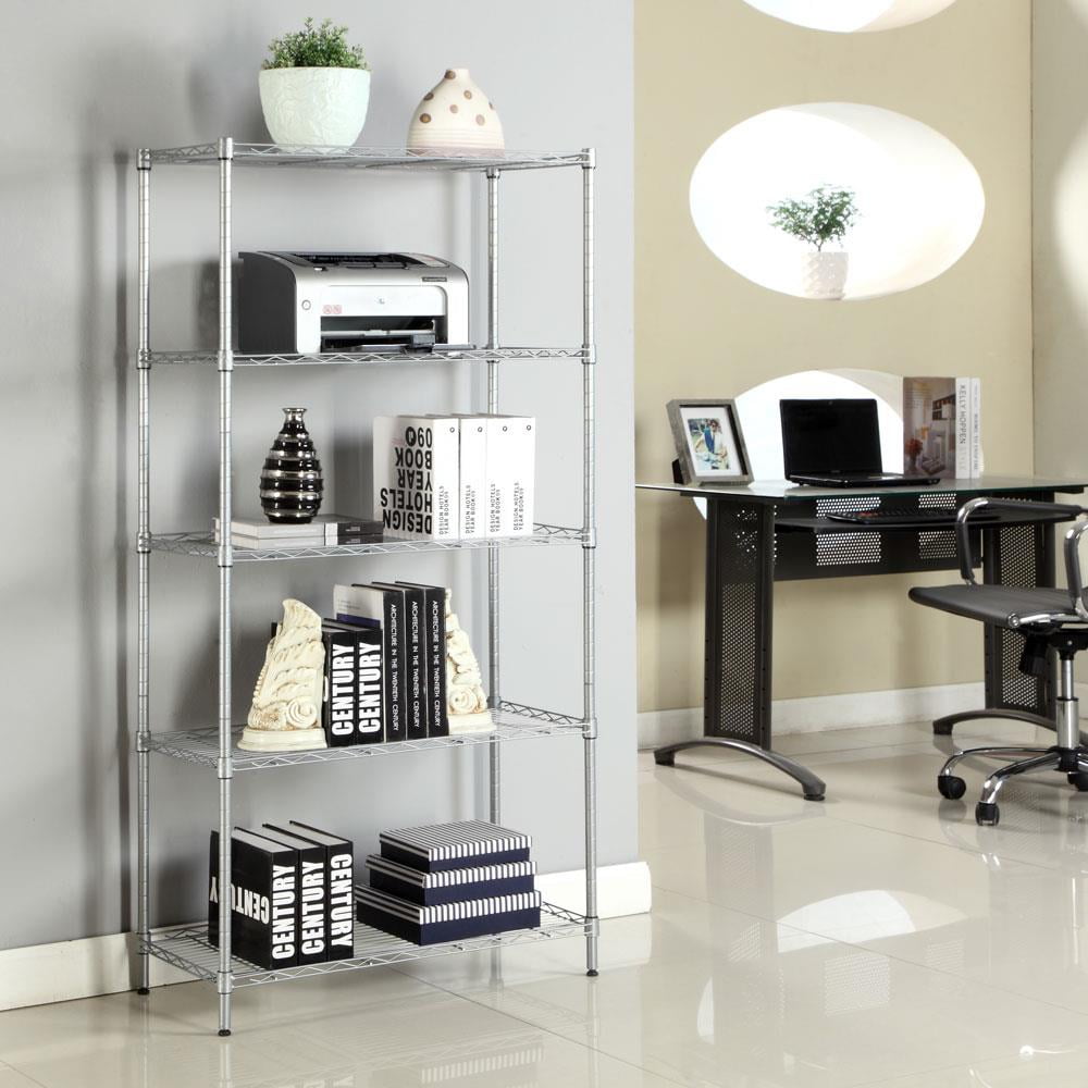 Ktaxon 5-Tier Wire Shelving Unit, Steel Storage Rack for Office Kitchen 30" W x 14" D x 60" H, Silver