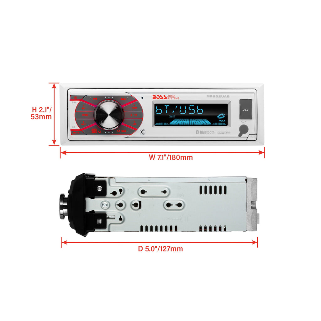 Boss Audio Systems MR632UAB Marine Bluetooth Receiver No CD MultiColor Illumin