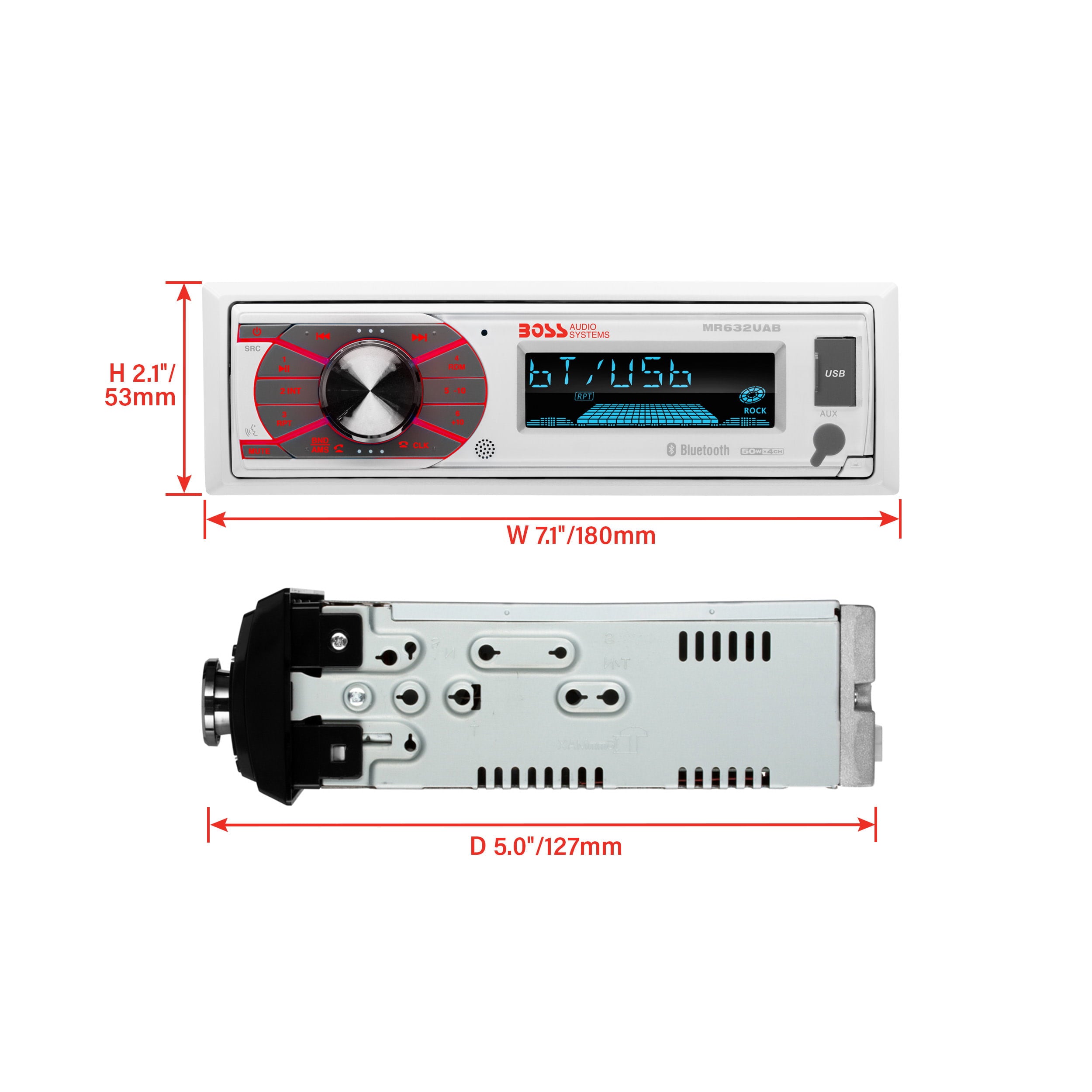Boss Audio Systems MR632UAB Marine Bluetooth Receiver No CD MultiColor Illumin