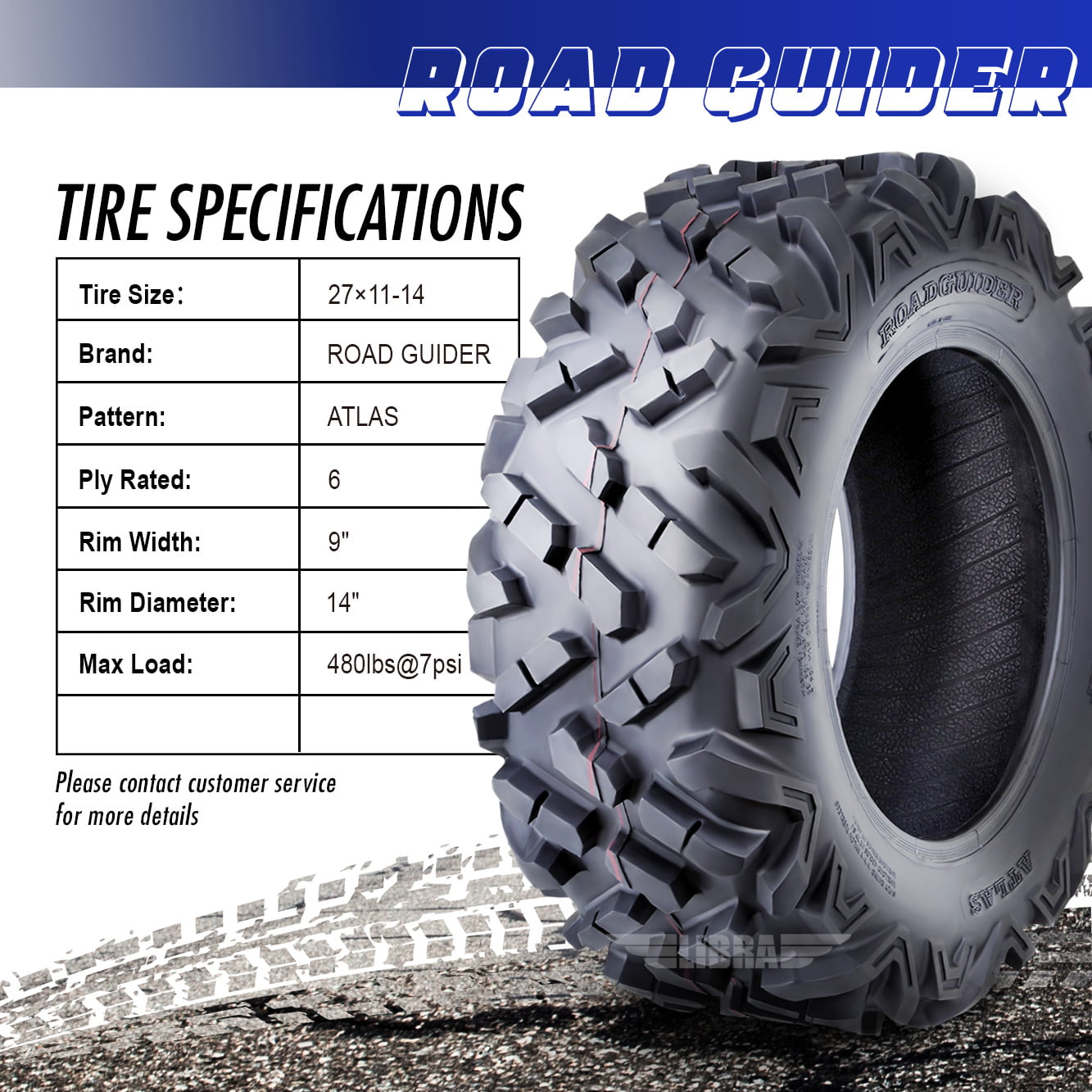 Set of 2 ATV UTV Tires 27x11-14 27x11x14 6PR Mud