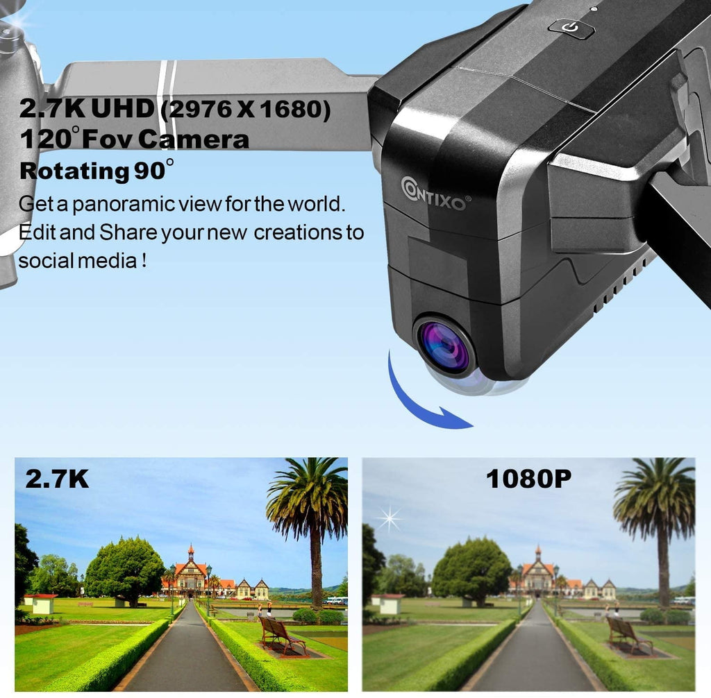 Contixo F24 Pro Drone with 4K UHD Camera for Adults, RC Quadcopter GPS FPV Camera Compatible with VR, 30 Minutes Flight Time, Foldable Brushless Motors, Follow Me, Waypoint with Carrying Case