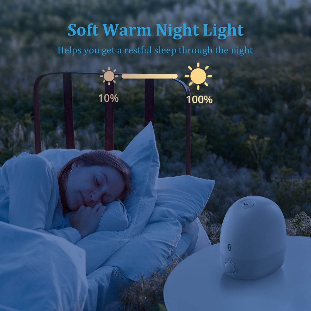 TaoTronics Humidifiers, 2.5L Ultrasonic Cool Mist Humidifier, 26dB Whisper Quiet Essential Oil Diffuser with Night Light for Baby Room, Nursery, Bedroom, Home, Office, White