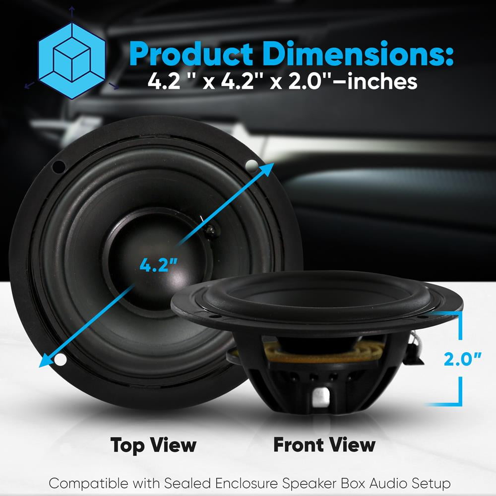 Pyle 3.5 Inch Car Audio Speaker - Single Voice Coil Subwoofer with Rubber Edge - PLMG35