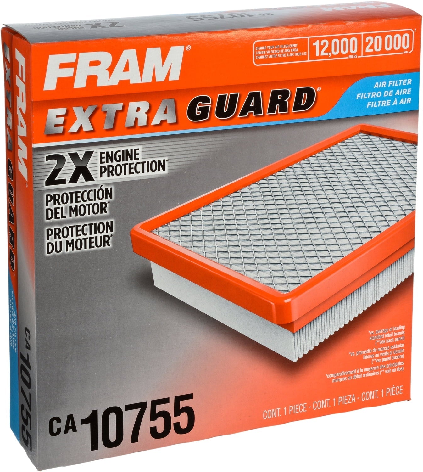 FRAM Extra Guard Air Filter, CA10755 for Select Dodge, Jeep, Lexus and Toyota Vehicles Fits select: 2014-2019 TOYOTA HIGHLANDER, 2011-2018 JEEP GRAND CHEROKEE