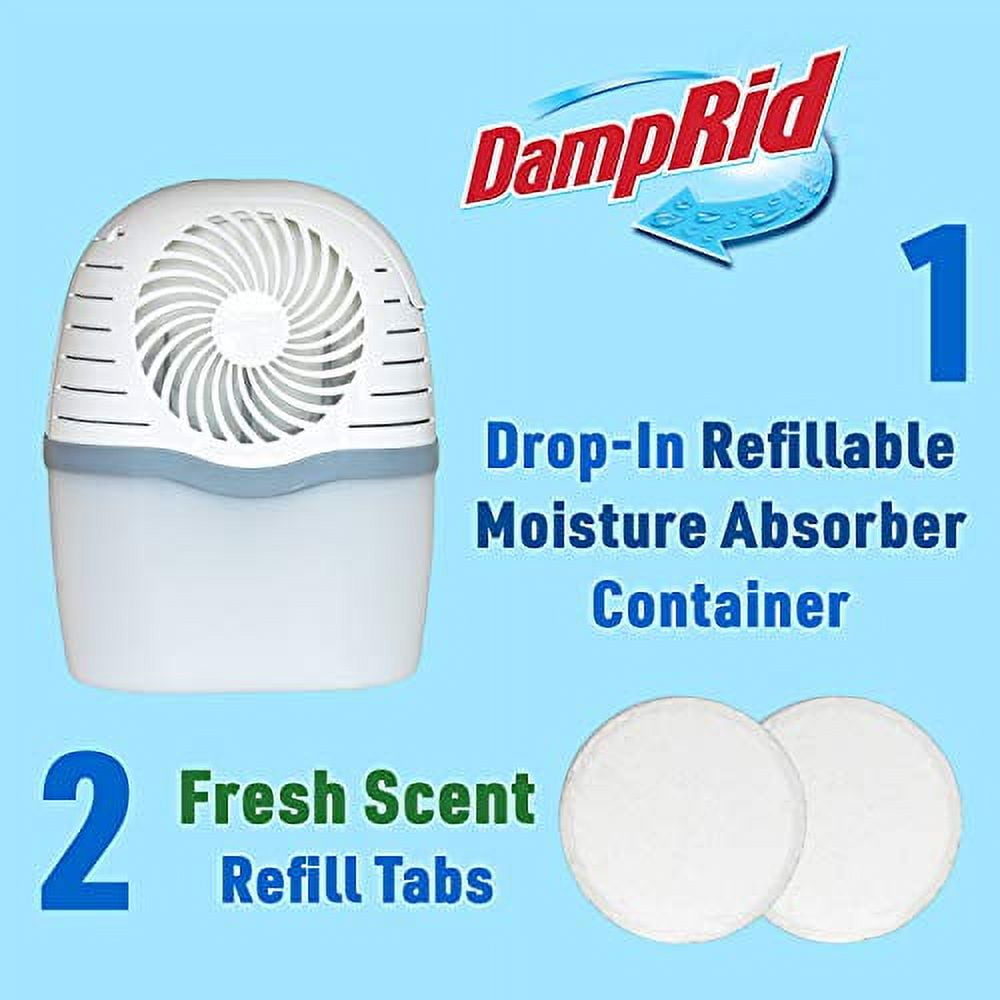 damprid dr drop container + 2 fs tabs-sioc moisture absorber, 2 count, white, 15 ounces