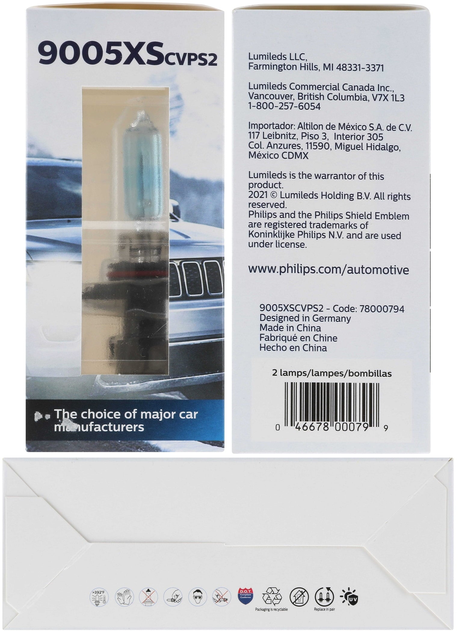 Philips Crystal Vision Platinum 9005XS 65W Two Bulbs Headlight