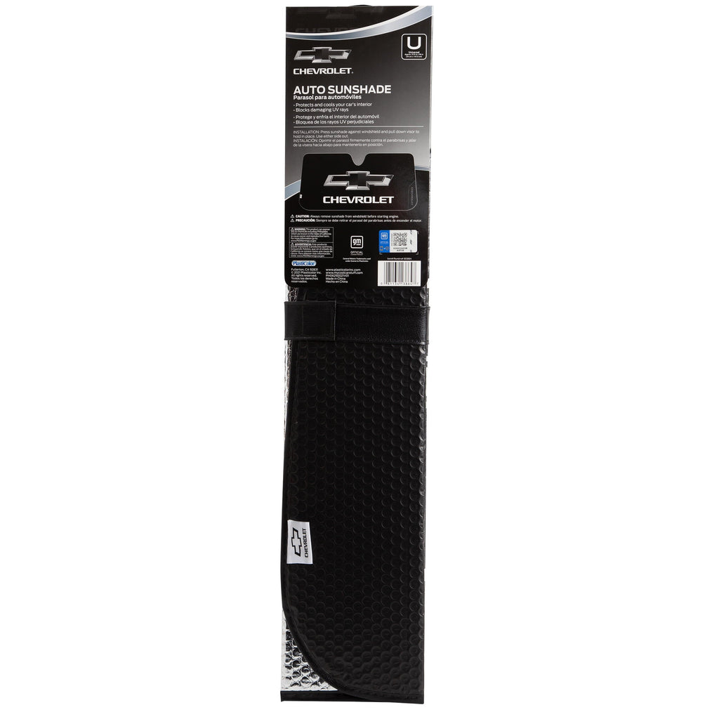Plasticolor Chevy 58” x 27.5” Universal Fit Accordion Automotive Sunshade, Black, 1 Pc