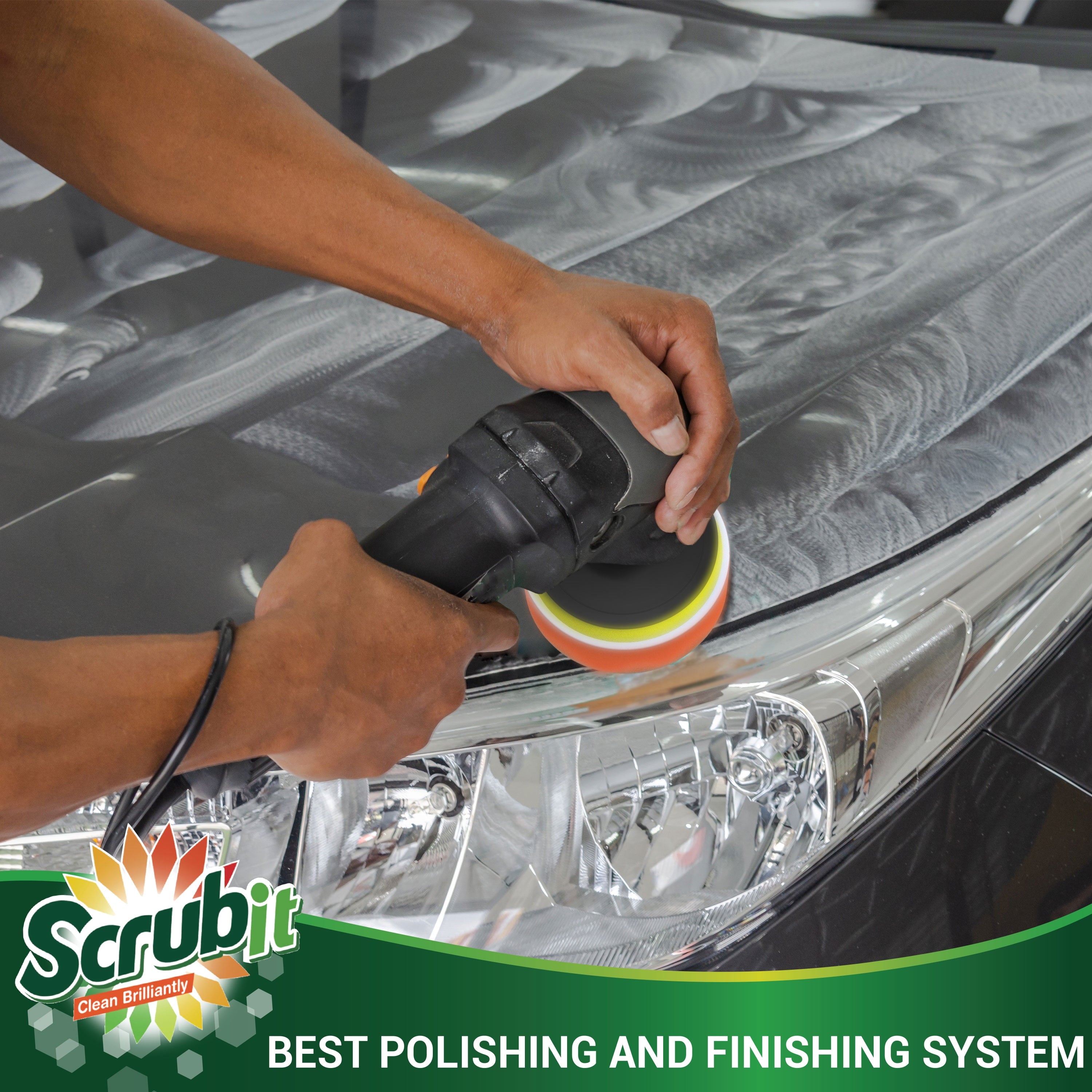 SCRUBIT Car Foam Drill Polishing Pad Kit 22 Pack, Includes 16 Detailing Sponges (3 in.), 2 Wool Buffer Pads, 2 Drill Adapters and Suction Cups for Your Vehicle
