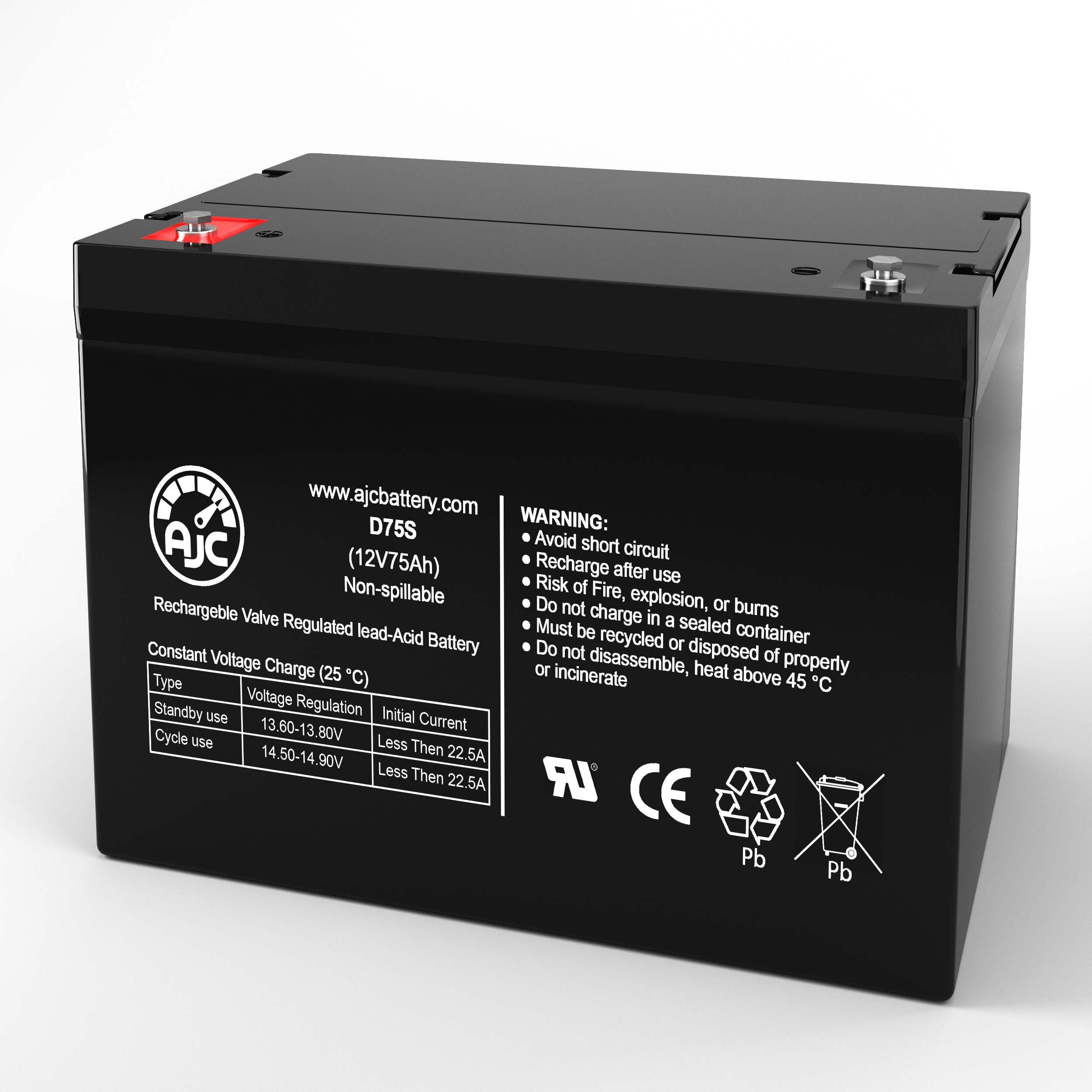 Universal Power Group UB-12750-24B2 12V 75Ah Sealed Lead Acid Battery - This Is an AJC Brand Replacement