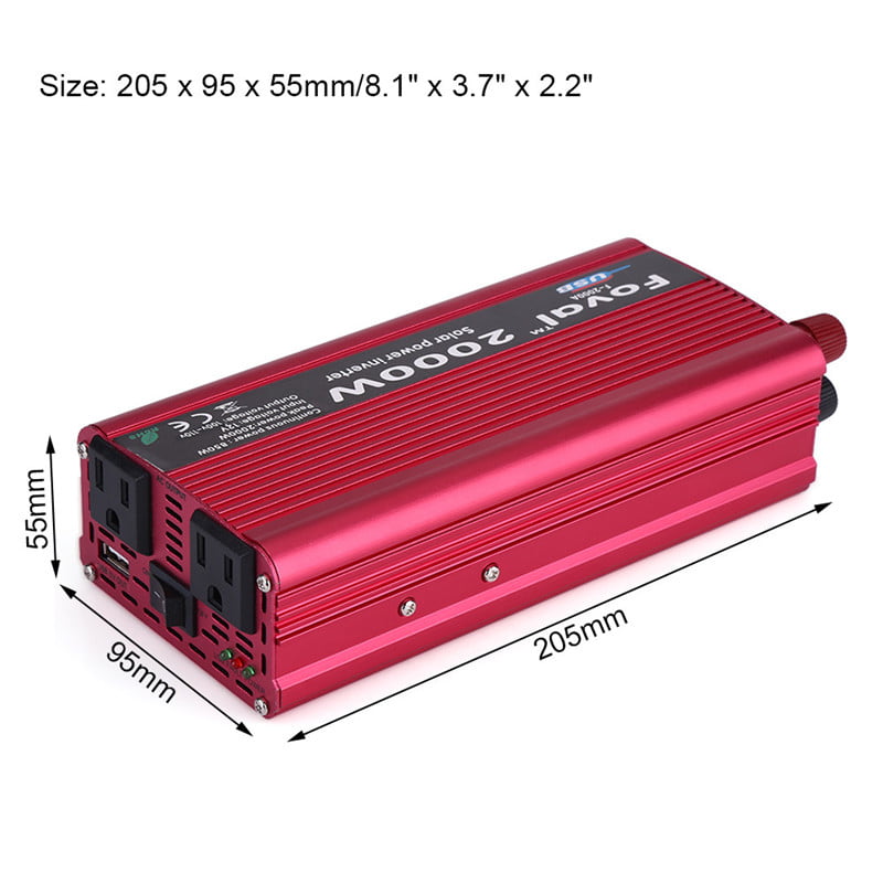 Power Inverter,2000W DC 12V to AC 110V Power Inverter Converter W/ Dual Outlets for Home Car Outdoor Use