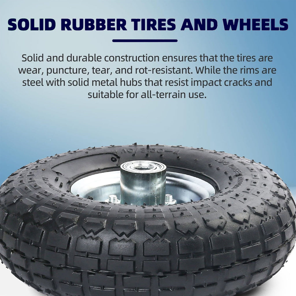 LotFancy 10 in Tire, 4.10/3.50-4 Solid Tyre Wheels Wear-Resistant Corrosion-Resistant for Hand Truck Gorilla Cart Garden Wagon Trolley Dolly Replacement Tire, 2 Pack