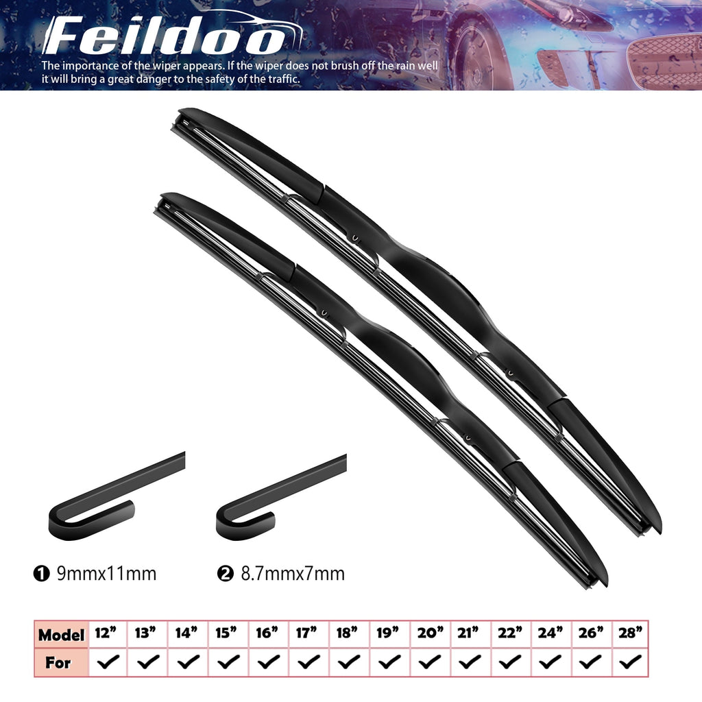 Feildoo 26"&16" Wiper Blades Fit For Hyundai Genesis 2015 26"+16" Front Windshield Wiper, Driver and Passenger, J U HOOK, Set of 2