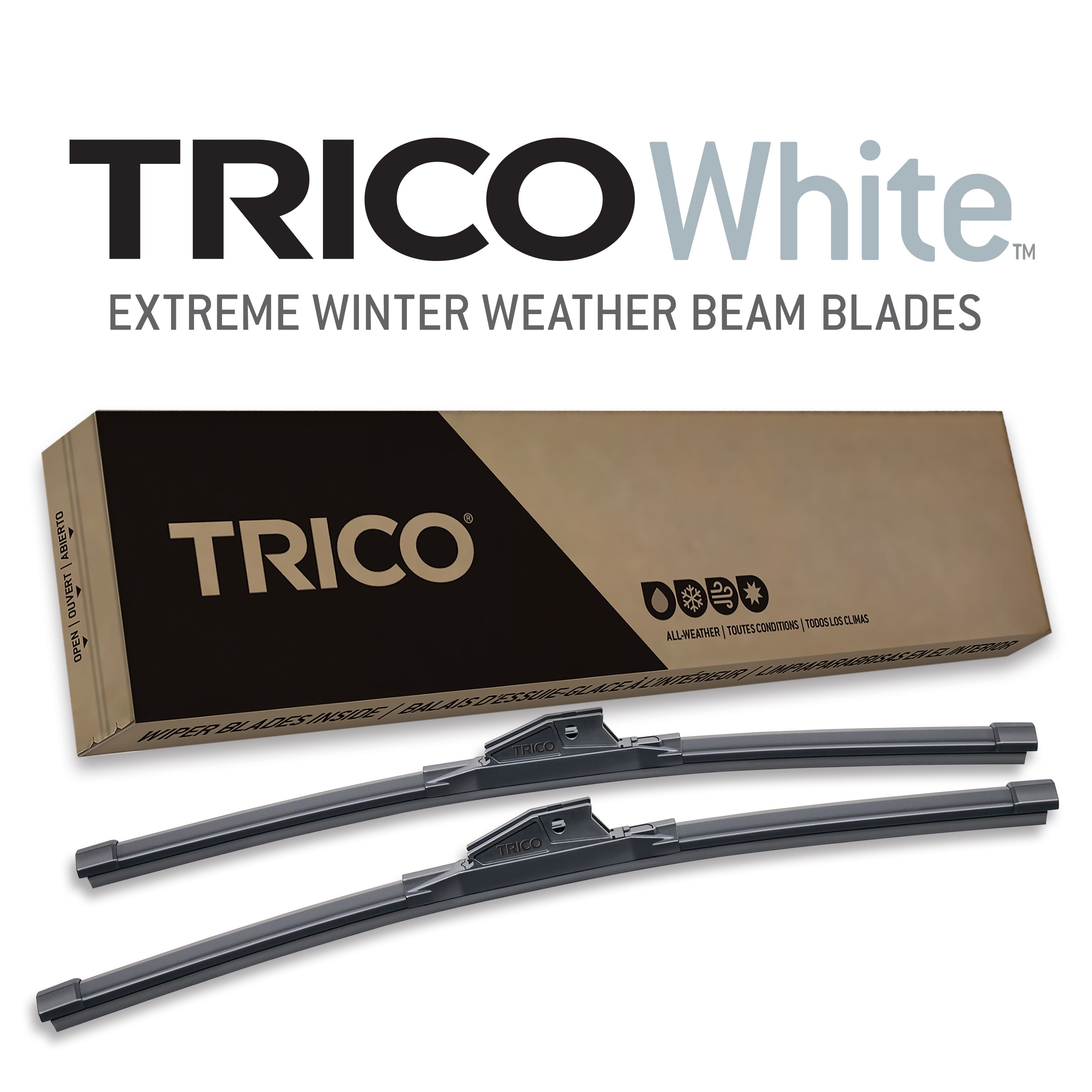 TRICO White 2 Pack, 24" + 18" Extreme Weather Winter Beam Wiper Blades (35-2418)
