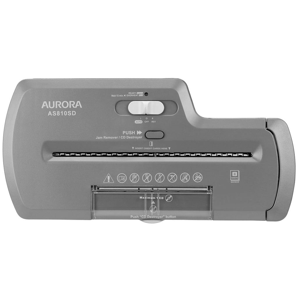 Aurora AS810SD 8-Sheet Strip-Cut Paper/CD/Credit Card Shredder