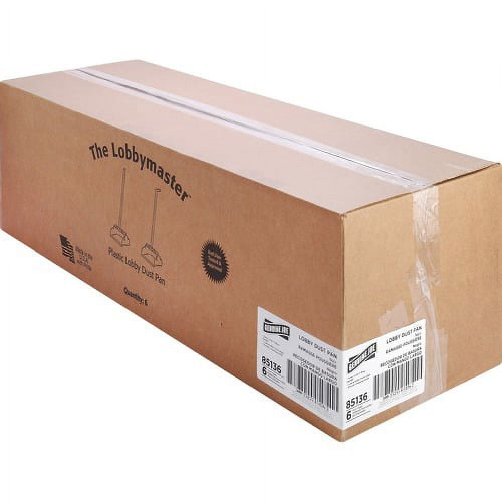 Genuine Joe Lobby Dust Pan 12" Wide - 30" Handle - Plastic - Black - 1 Each