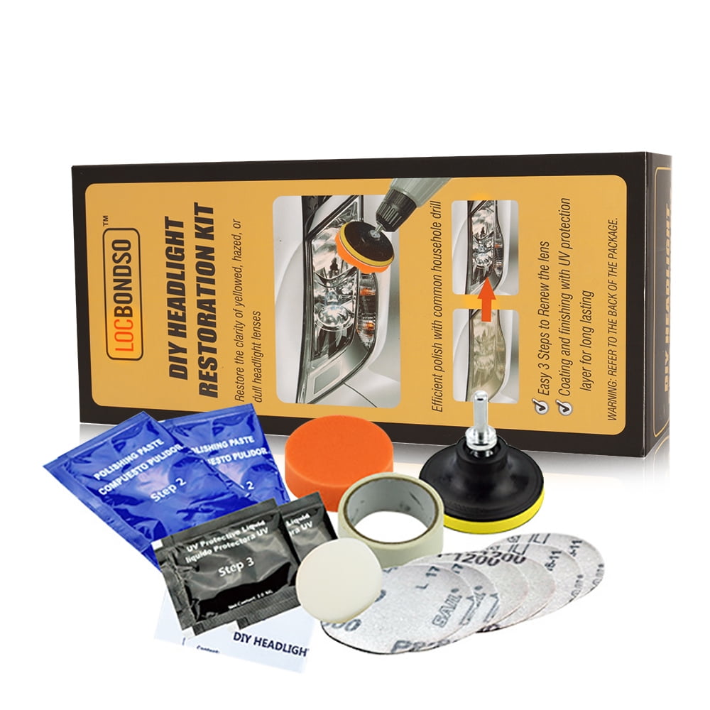 SOATUTO Headlight Restoration Kit Easy Heavy Duty Car Headlight Restoration System, Headlight Cleaner and Restorer, Use With A Household Drill