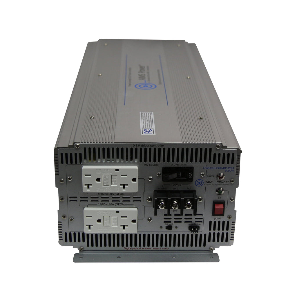 AIMS Power PWRIG500048120S 5000 Watt 48 Volt Pure Sine Power Inverter with GFCI outlets