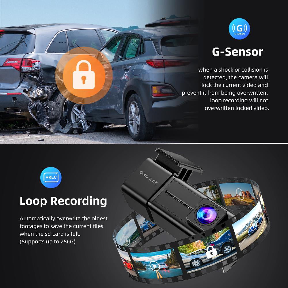 Ecomoment Dash Cam Front 2.5K Car Camera, 2560x1440P Dash Camera for Cars, Mini Dashcams with 32G SD Card, WiFi APP Control, Night Vision, 24H Parking Mode, Loop Recording, G-Sensor,WDR, Uber