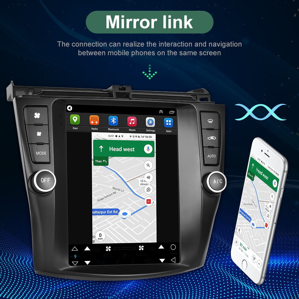 Car Radio Stereo for Honda Accord 2003-2007, 9.7" Touchscreen Android 12 Support Carplay Android Auto/Navigation/Bluetooth/USB/Video/Steering Wheel Control/Rear Camera/ 2+32G,Black