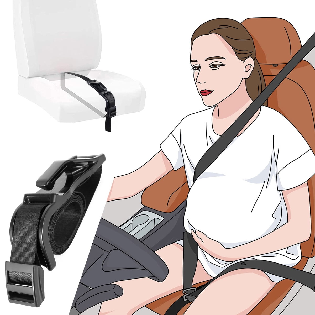 Toorise Pregnant Seat Belt with Adjustable Elastic Strap Bump Strap Adjuster to Protect Unborn Baby Maternity Belt Avoid Compression Pregnant Seat Belt for Mother Belly