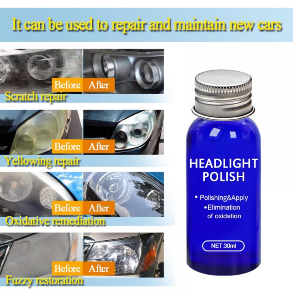 Car Headlight Restoration Repair Coating Kit, Car Headlamp Glass Polishing Liquid Restoration Fluid Scratch Oxidation Remover  30 ML