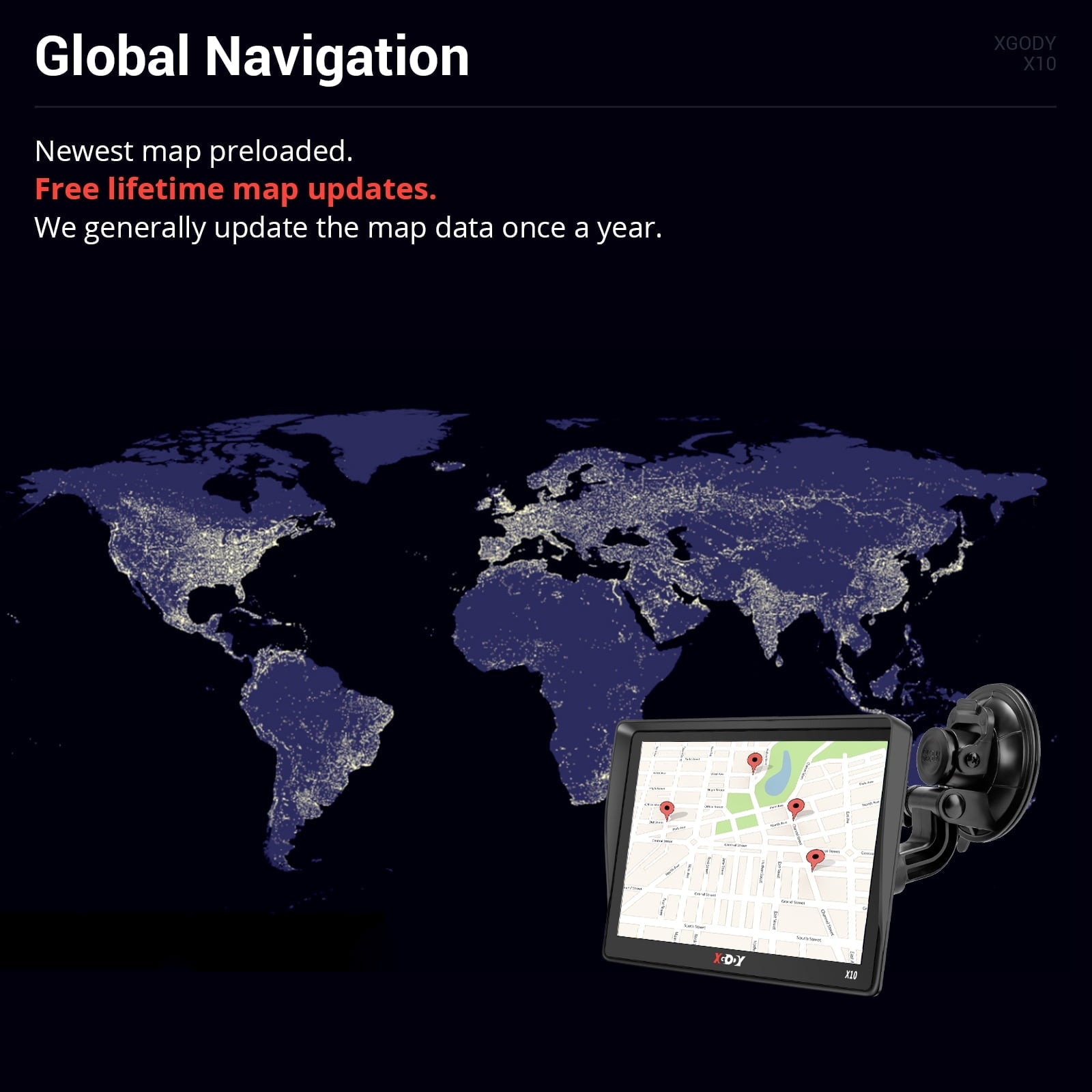 XGODY 9 inch Truck GPS Navigation for Car GPS 2023 Lifetime Free Map Updates GPS for Car with Voice Guidance Speed Camera Warning Route Planning
