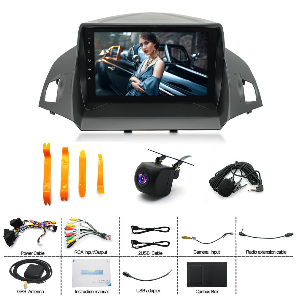 Car Radio Stereo for Ford Escape 2013-2016, 9" Touchscreen Android 12 Support Carplay Android Auto Navigation Bluetooth Radio Video Steering Wheel Control Camera 2G+32G,Black