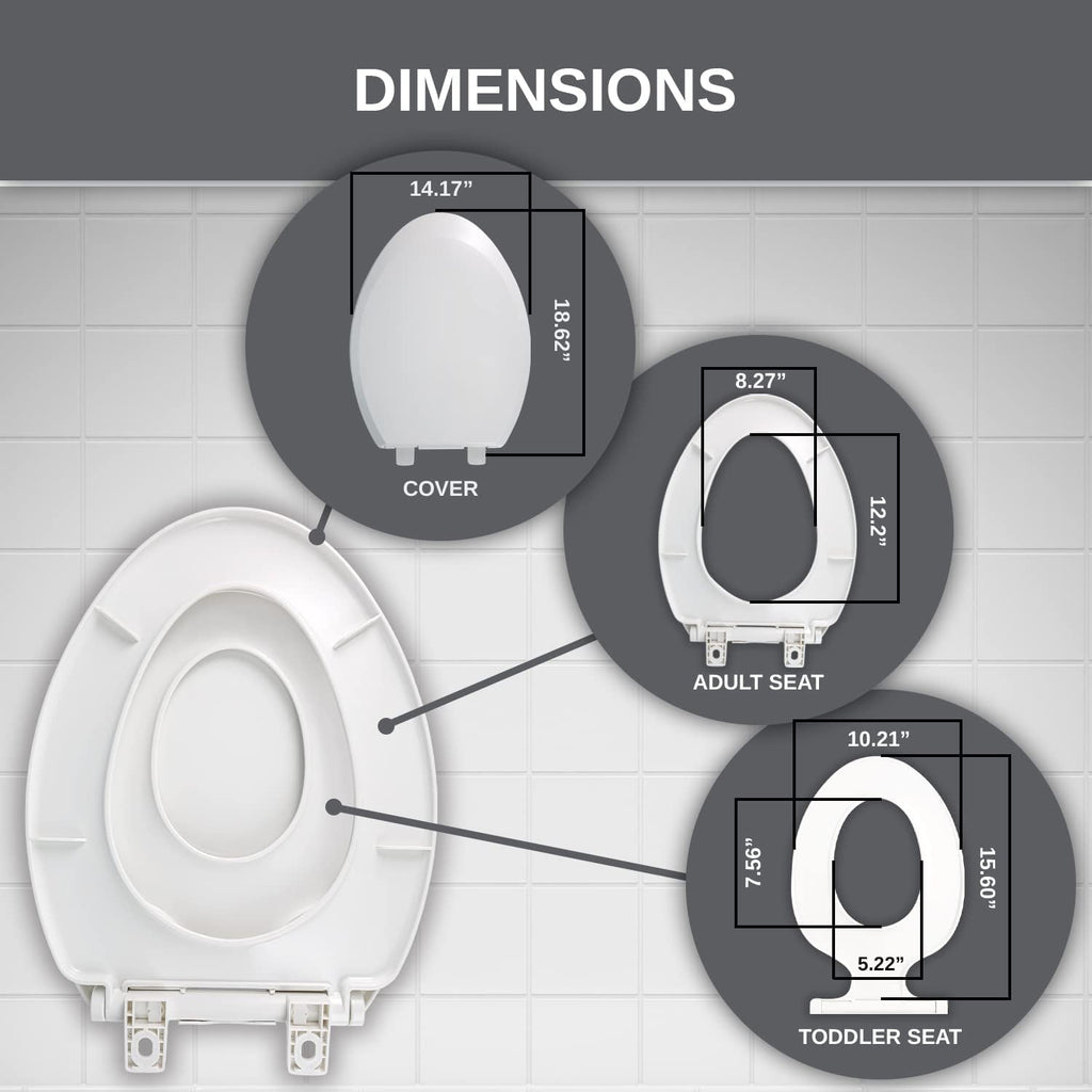 UMIEN Potty Training Seat Ideal 2 in 1 Toilet Seat For Toddlers & Adults– Space Saving Solution For Kids Potty Training Easy To Install Convertible Toilet Seat, (Elongated)