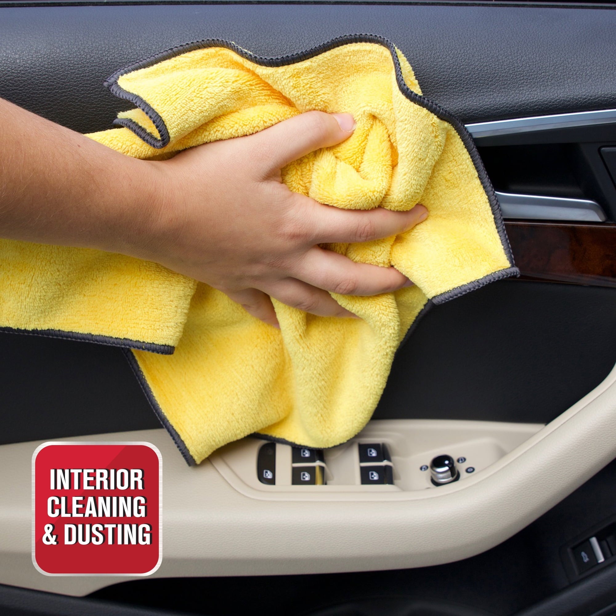 Auto Drive Coral Fleece Multi-Purpose Microfiber Towel, Cleaning, Detailing, 8 Count, Blue & Yellow