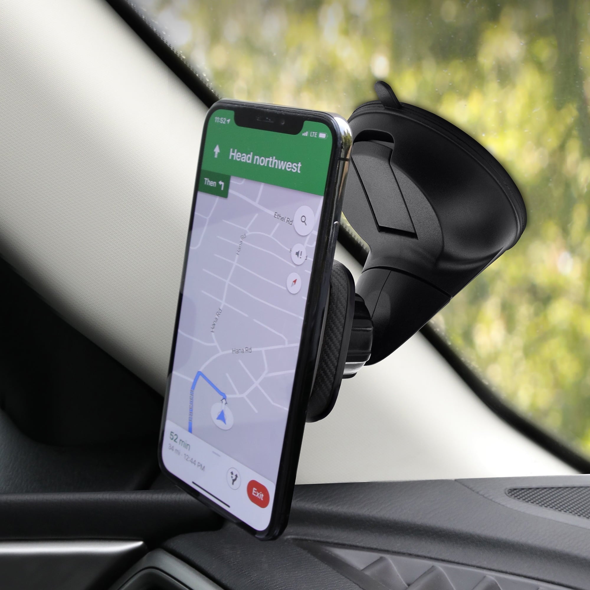 Monster Magnetic Universal Phone Mount with Pivoting Suction Cup Base, 360 degree Windshield or Dashboard